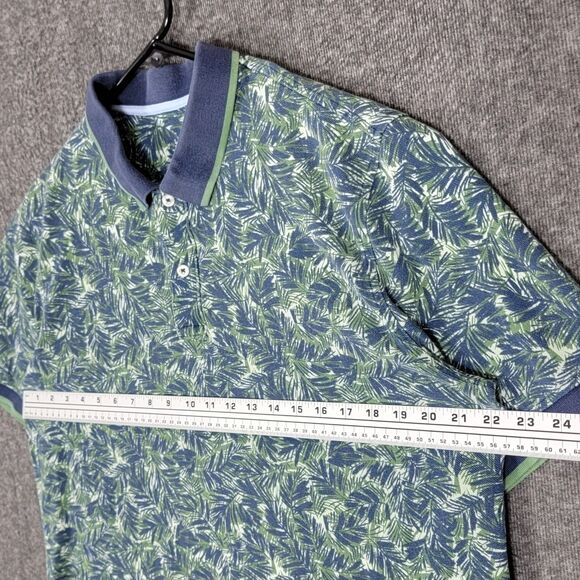 Lands End Polo Shirt Mens Large Blue Green Floral Short Sleeve Traditional Fit - Picture 5 of 12